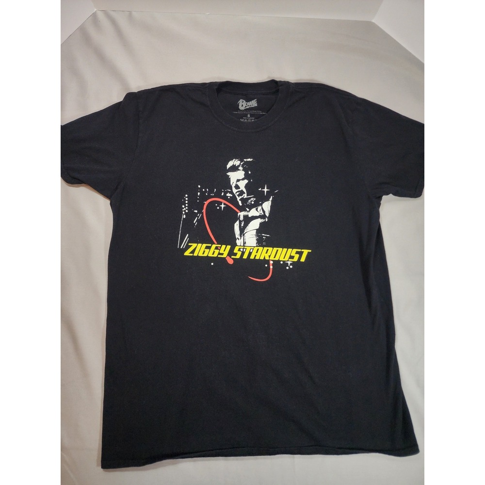David Bowie Ziggy Stardust Graphic T-Shirt Mens Small Black Rock Band Tee S